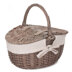 Willow Direct Small Antique Wash Finish Oval Picnic Basket With White Lining - 300x230x170mm