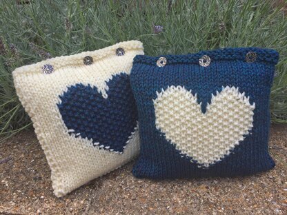 Moss Stitch Heart Cushion Cover