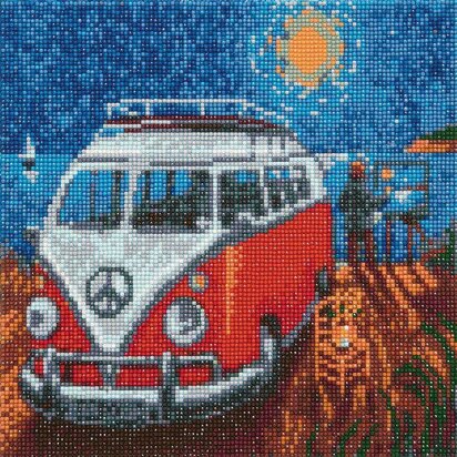 Crystal Art Kit (Medium) - Camper Van Go Diamond Painting Kit - 11.8" x 11.8"