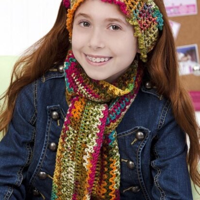 Sock It to Me Scarf & Headband in Red Heart Heart & Sole - LW2399