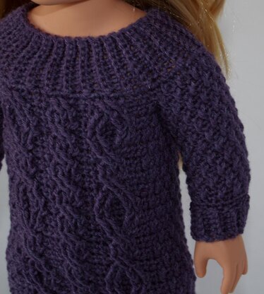 Cobblestones and Cables Sweater Dress for 18" Doll