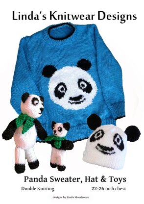 Panda head sweater, hat and toy