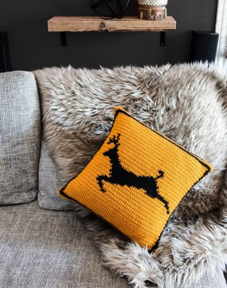 036- Deer warning sign pillow cover