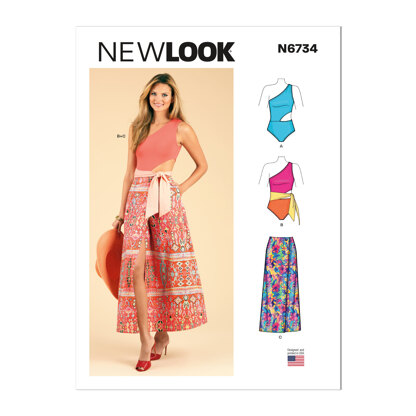 New Look Misses' Swimsuit and Wrap Skirt N6734 - Paper Pattern, Size 8-10-12-14-16-18-20