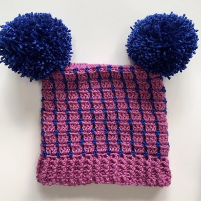 Easy Square Block Stitch hat pattern