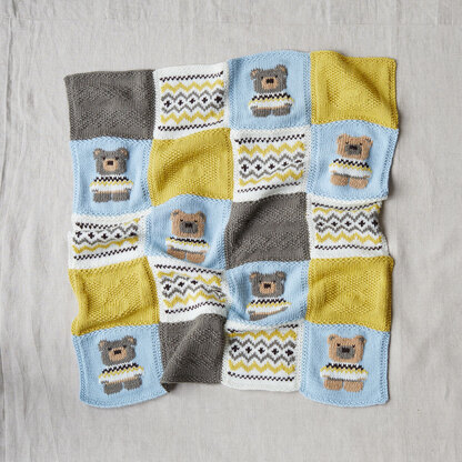Eddie Teddy Blanket & Bear - Knitting Pattern for Babies in Debbie Bliss Baby Cashmerino