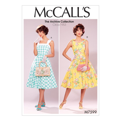 McCall's Misses' Lined Flared Dresses with Petticoat M7599 - Sewing Pattern