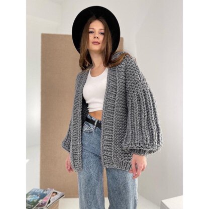 Chunky knit balloon sales sleeve cardigan