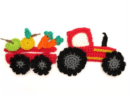 Crochet Pattern - Instant PDF Download - Tractor crochet Applique Pattern