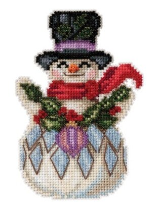 Mill Hill Jim Shore Snowman with Holly Cross Stitch Kit - 3.25in x 5in