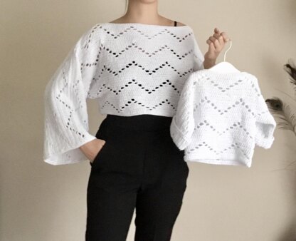 Tara Zig Zag Kimono Sleeve Top N 698