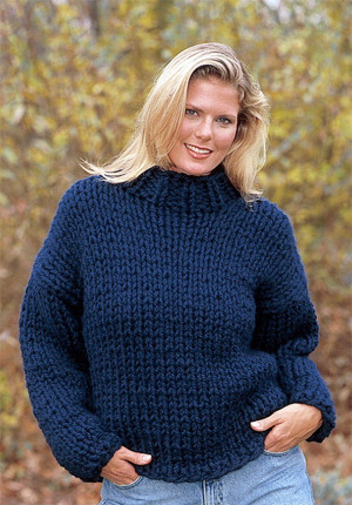 Knitted Double-Strand Turtleneck in Lion Brand Wool-Ease Thick & Quick -  928, Knitting Patterns