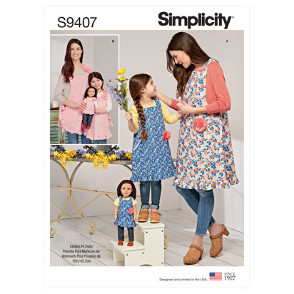 Simplicity Children's, Misses' and 18" Doll Aprons S9407 - Sewing Pattern