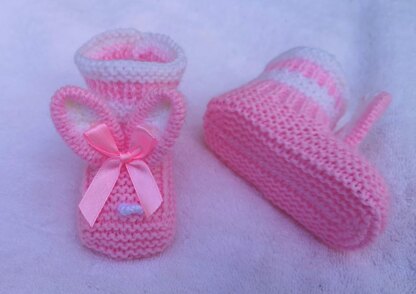 PINK Bunny Baby Booties