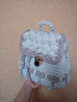 T shirt yarn Backpack for girl or woman Crochet pattern by