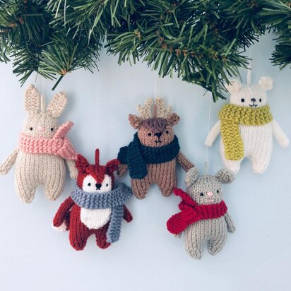 Winter Animals Knit Christmas Ornaments