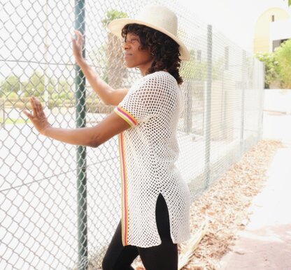 Colour Stripe Mesh Cardigan