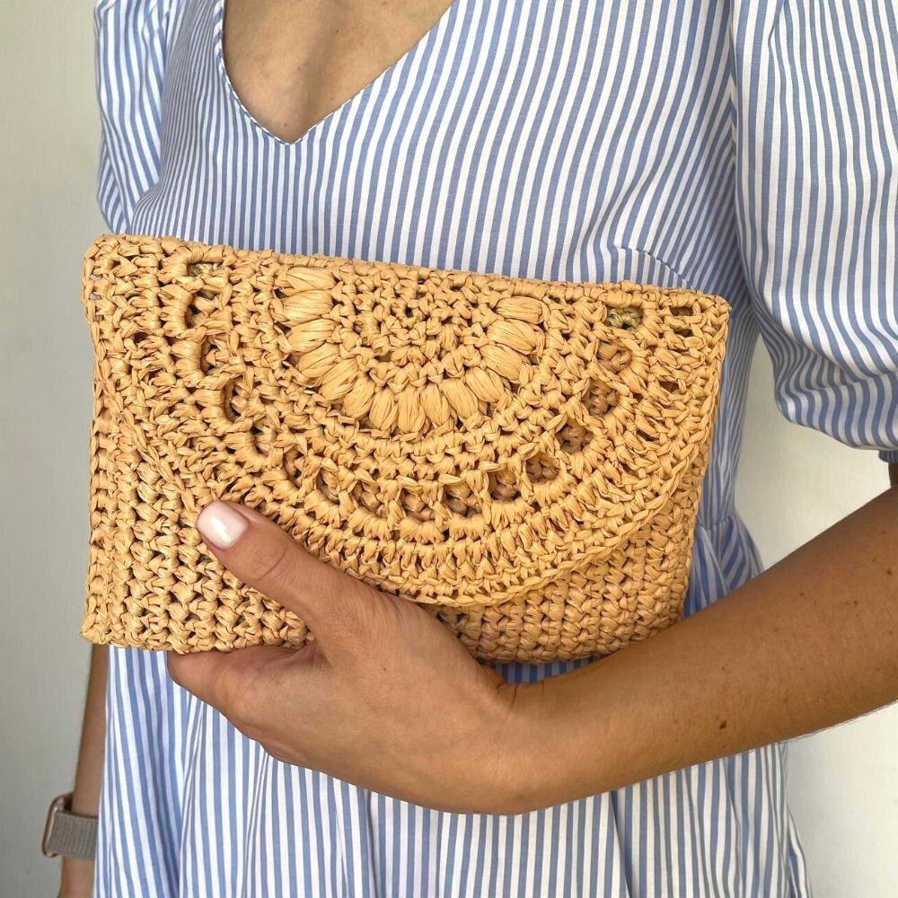 Summer raffia clutch bag Crochet pattern by Anna Ushakova LoveCrafts