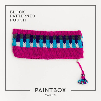 Block Patterned Pouch - Free Bag Knitting Pattern in Paintbox Yarns Wool Worsted - Free Downloadable PDF - knitting pattern