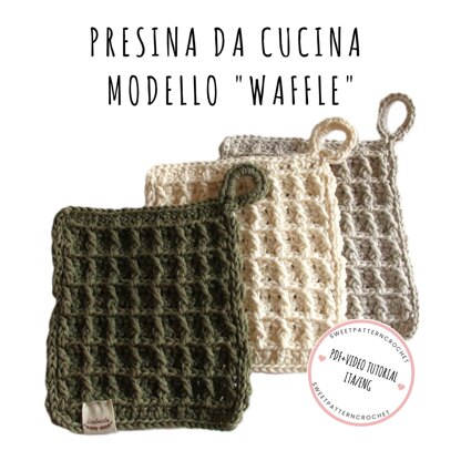 Presina da cucina modello waffle uncinetto