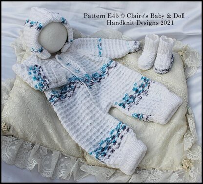 Waffle style All in One and Socks Set for 16-22” doll/preemie – 3m+ baby
