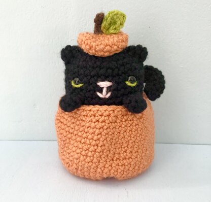 Crochet Cat in a Pumpkin