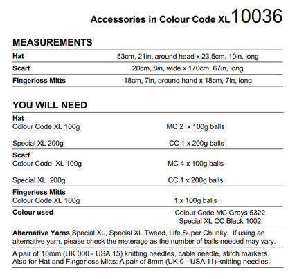 Accessories in Stylecraft Colour Code XL - 10036 - Downloadable PDF