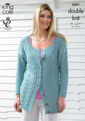 Womens' Cable Cardigan and Top in King Cole Bamboo Cotton DK - 3691