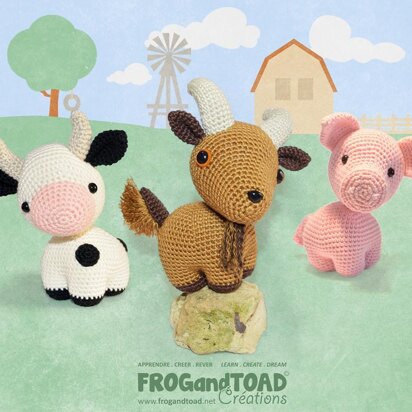 Farm Animals Collection - Cow Goat Pig / Vache Chèvre Cochon - Amigurumi Crochet - FROGandTOAD Créations