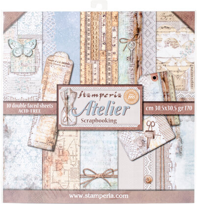 Stamperia Intl Stamperia Double-Sided Paper Pad 12"X12" 10/Pkg - Atelier, 10 Designs/1 Each