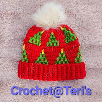 Christmas Tree Mosaic Hats (Mommy and Baby)