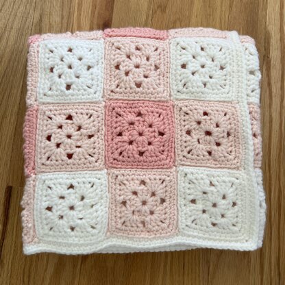 Gingham Granny Square Baby Blanket