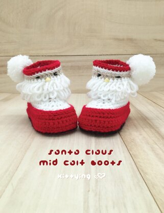 Santa Booties Crochet Pattern by Kittying