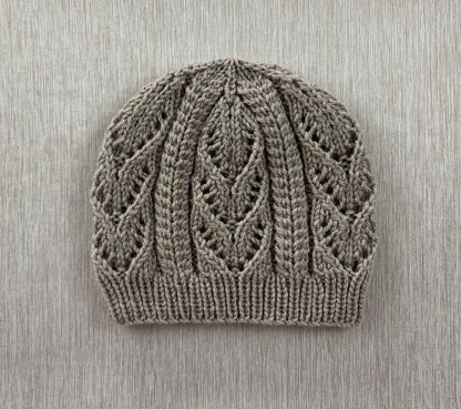 Hat with Cables and Lacy Leaves