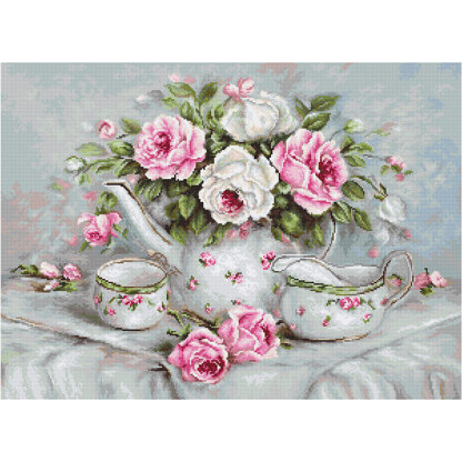 Luca-S English Tea & Roses Petit Point Needlepoint Kit