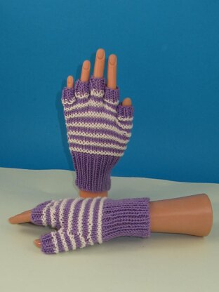 Stripe Pattern Short Finger Gloves