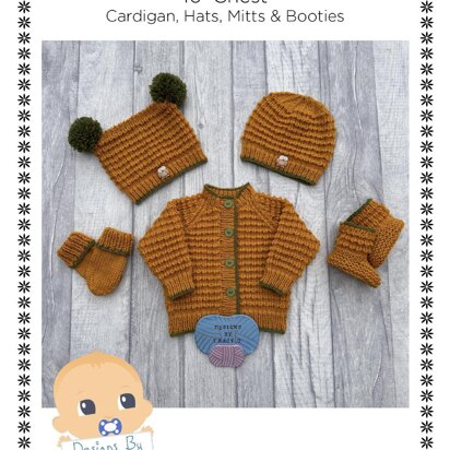 Amber Baby cardigan, hat s, booties & mitts Newborn 16 inch chest