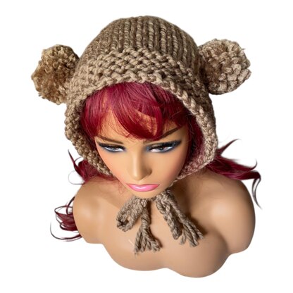 Pompom Bear Bonnet
