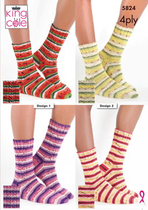 Socks Knitted in King Cole Footsie 4ply - 5824 - Downloadable PDF