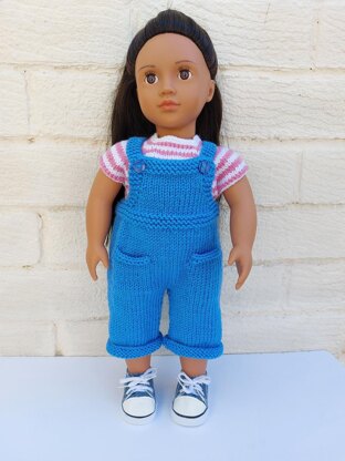 18in doll dungarees and top