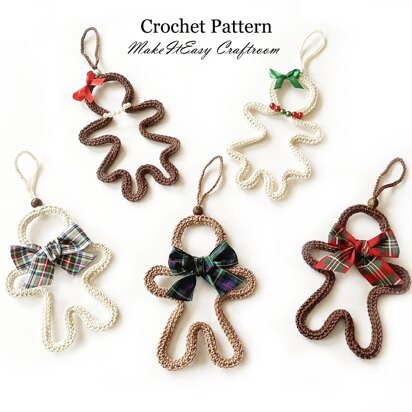 Crochet gingerbread ornaments Christmas hanging ornament Gingerbread boy girl Xmas gift tag Keepsake Christmas decoration Xmas patterns