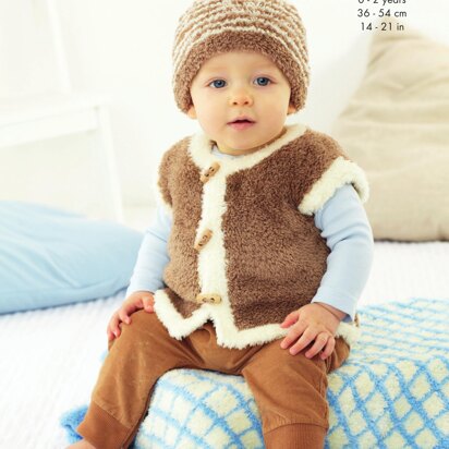 Pram Blanket, Jacket, Gilet & Hat in King Cole Truffle DK - 5618 - Downloadable PDF