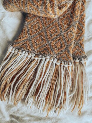 Brown Wool Scarf With Fringe 