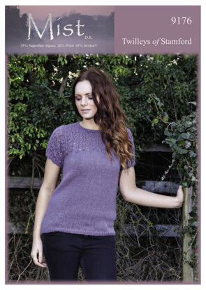 Knitted Lace Yoke Top in Twilleys Mist DK - 9176