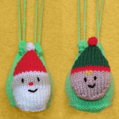 Santa/Elf Drawstring Bags - knitting pattern