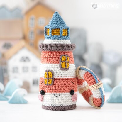 Lighthouse Island from “Mini Kingdom” collection, crochet patterns (Amigurumi tutorial PDF file) lighthouse crochet pattern seal pelican fish lighthouse keeper by AradiyaToys (Olka Novytska)