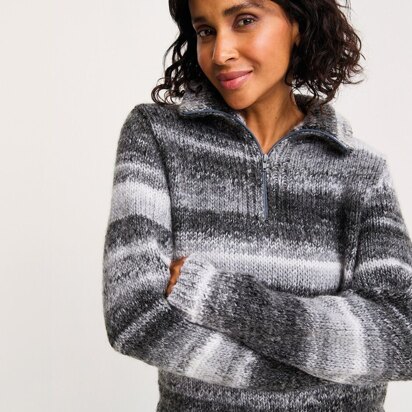 Quartz Zip Collar Jumper Knitting Pattern in Sirdar Jewelspun With Wool Chunky - Downloadable PDF