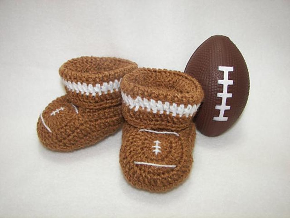 Football Baby Booties Crochet pattern by Sara Ayers Knitting