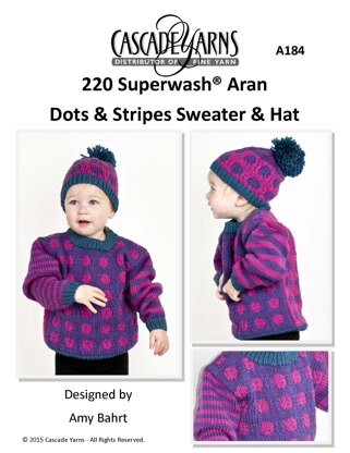 Dots & Stripes Sweater & Hat in Cascade Yarns 220 Superwash® Aran - A184 - Downloadable PDF