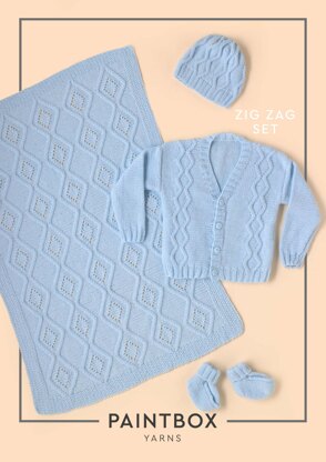 "Zig Zag Set" - Free Accessory Knitting Pattern - Accessory Knitting Pattern in Paintbox Yarns Baby DK